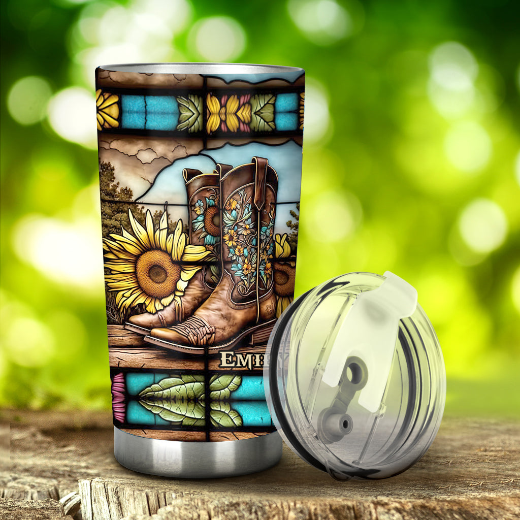 I Am Not Most Women Sunflower Stained Glass - Personalized Horse Tumbler