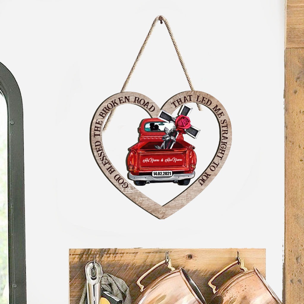 Dieu a béni le chemin difficile - Panneau en bois personnalisé pour couple