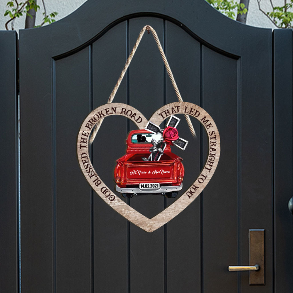 Dieu a béni le chemin difficile - Panneau en bois personnalisé pour couple