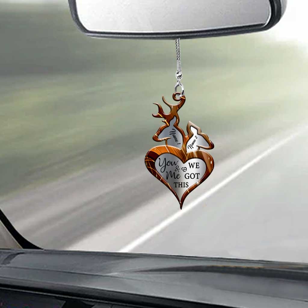 Toi et moi, on gère ! - Ornement de voiture transparent personnalisé sur le thème de la chasse