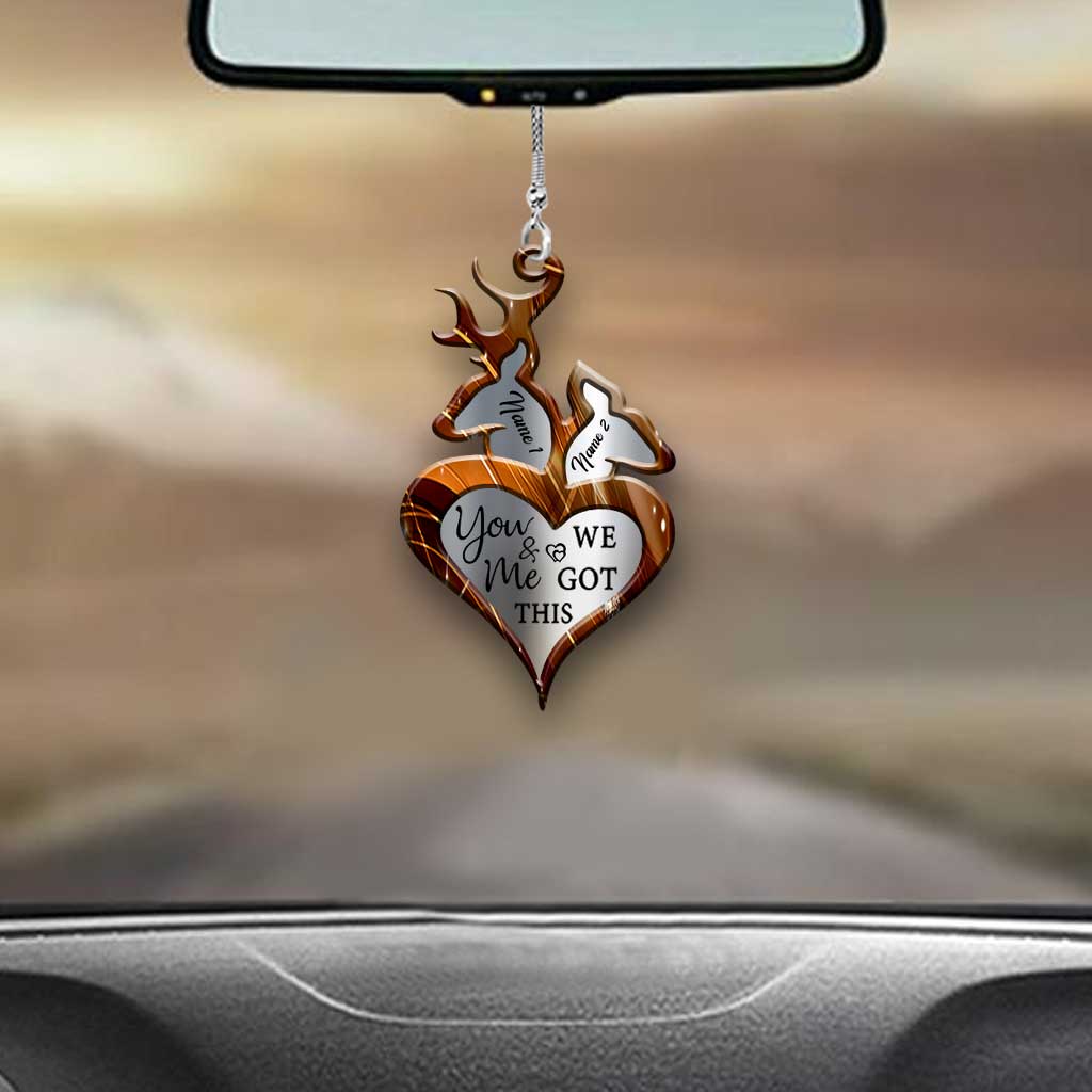 Toi et moi, on gère ! - Ornement de voiture transparent personnalisé sur le thème de la chasse