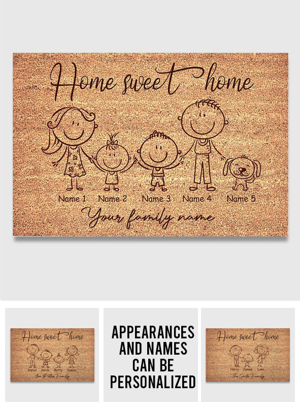 Home Sweet Home - Personalized Mother's Day Father's Day Family Doormat With Coir Pattern Print