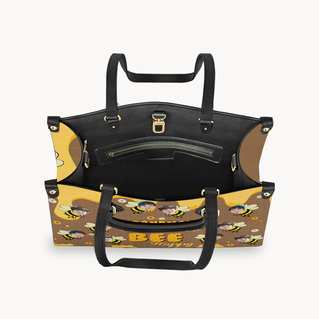 Soyez heureuse - Cadeau pour grand-mère, maman - Sac à main en cuir personnalisé