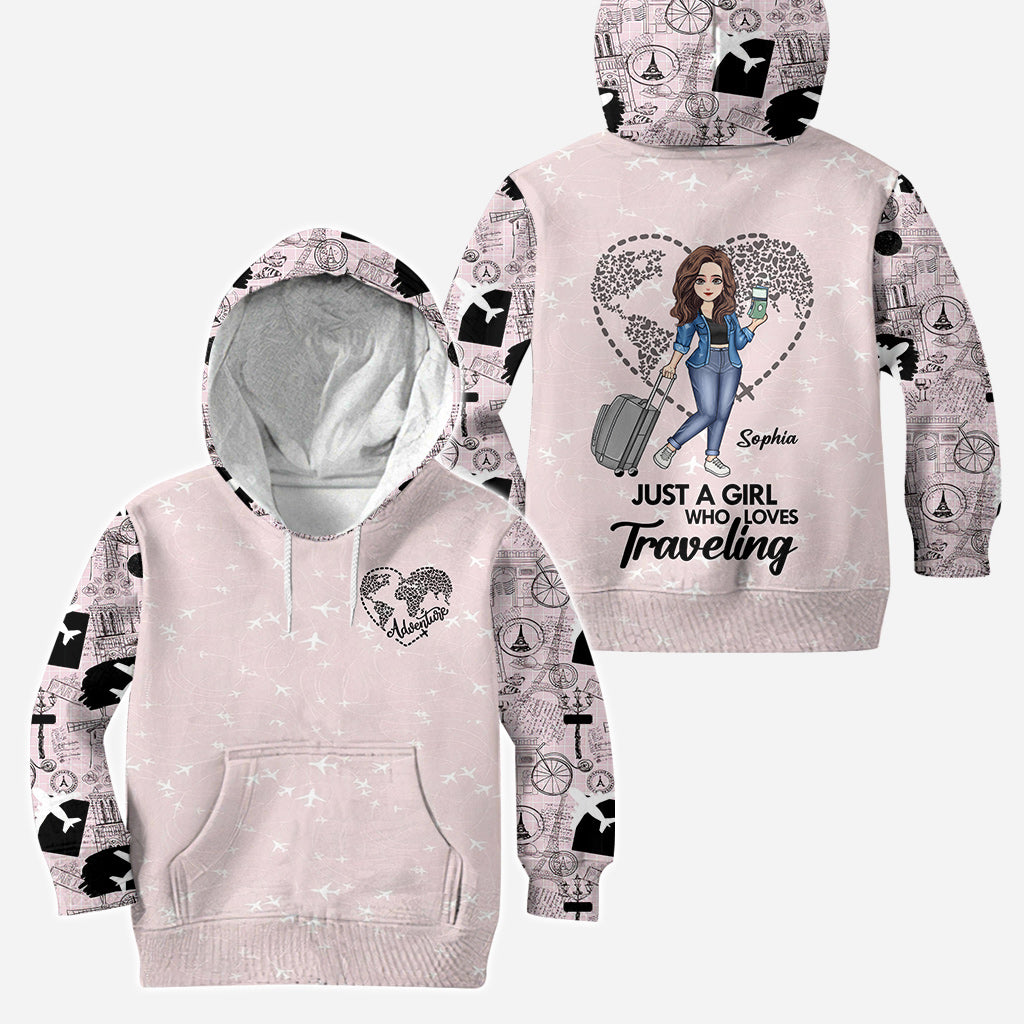 Just A Girl Who Loves Traveling - Personalized Travelling Hoodie and Leggings