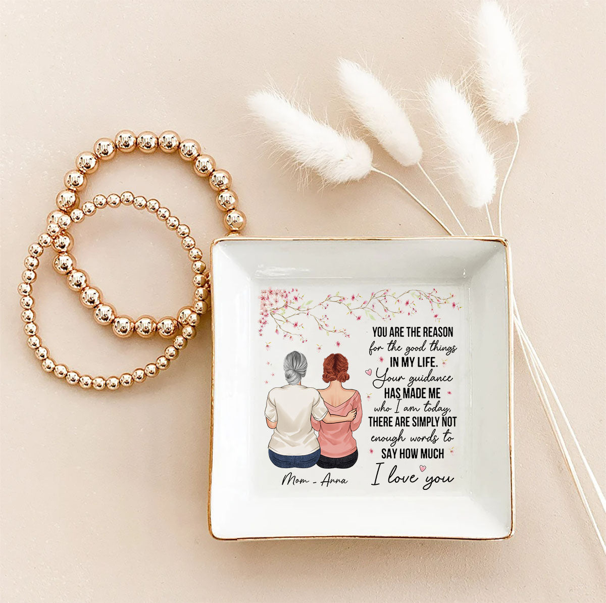 Tu es la raison - Cadeau pour maman, grand-mère - Porte-bijoux personnalisé