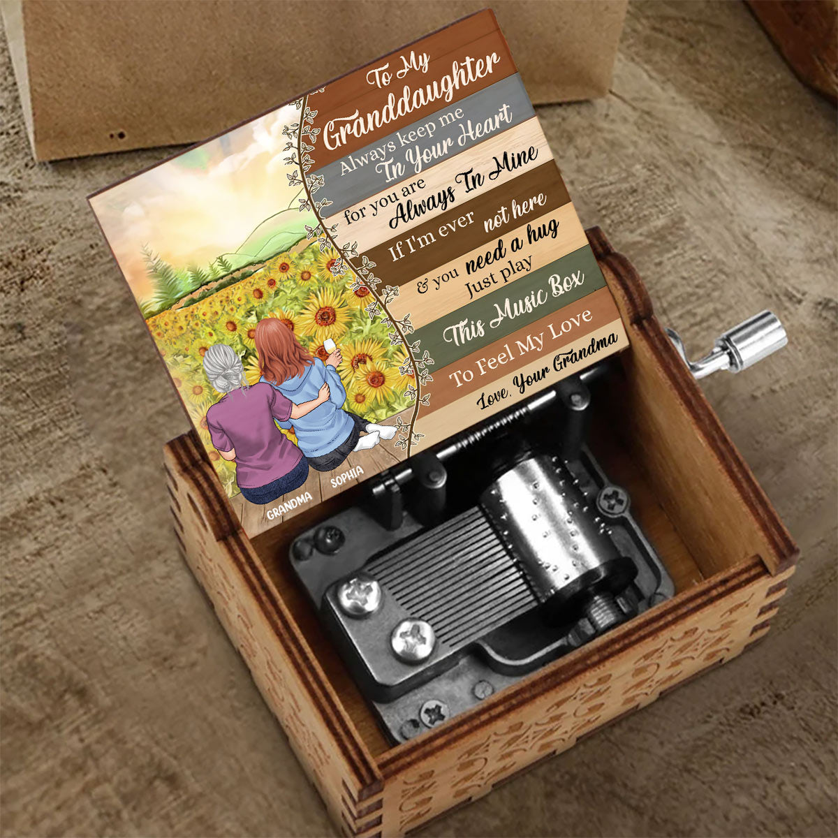 Un jour, quand les pages s'effaceront - Boîte à musique à manivelle personnalisée pour la fête des mères - Grand-mère