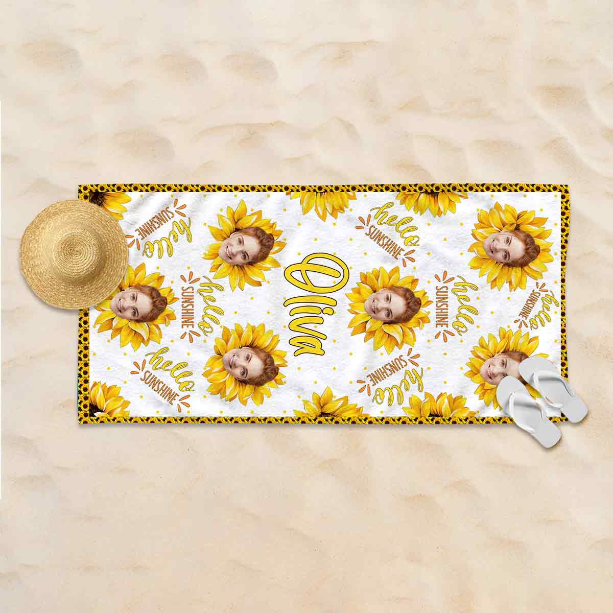 Bonjour Soleil - Serviette de plage personnalisée pour amoureux de la mer