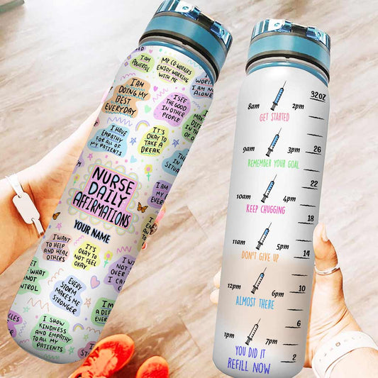 Affirmation quotidienne pour infirmière - Gourde personnalisée avec suivi d'hydratation