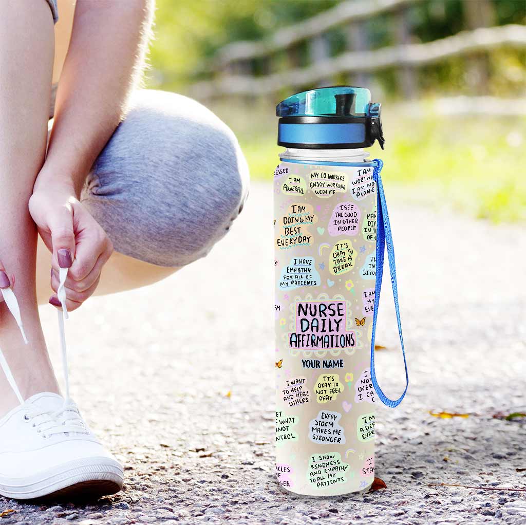 Affirmation quotidienne pour infirmière - Gourde personnalisée avec suivi d'hydratation