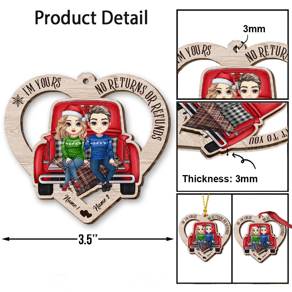 Je suis à toi. Ni retour ni remboursement - Ornement de Noël personnalisé pour couple