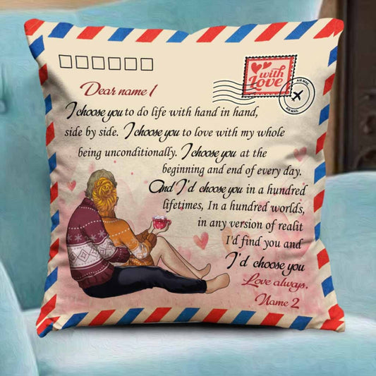 Coussin décoratif personnalisé « Je te choisis » pour couples amoureux