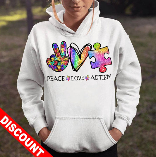 T-shirt et sweat à capuche « Paix, Amour et Autisme » (0523)