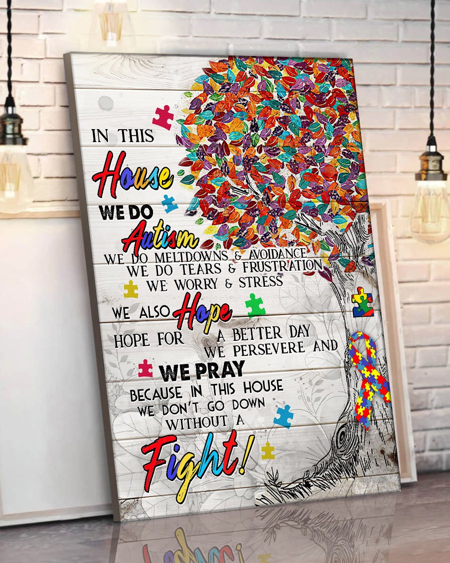 Dans cette maison, toile et affiche de sensibilisation à l'autisme 0523