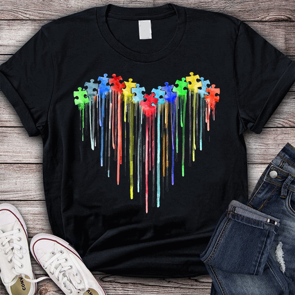 T-shirt et sweat à capuche « Cœur coloré » pour la sensibilisation à l'autisme 0523
