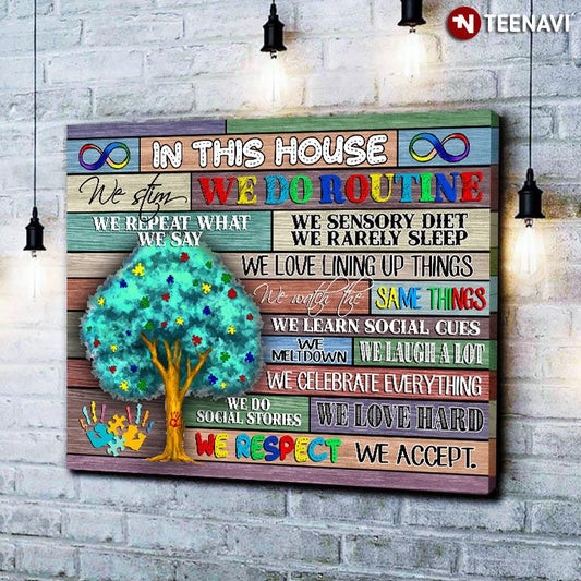 Dans cette maison, toile et affiche de sensibilisation à l'autisme 0523