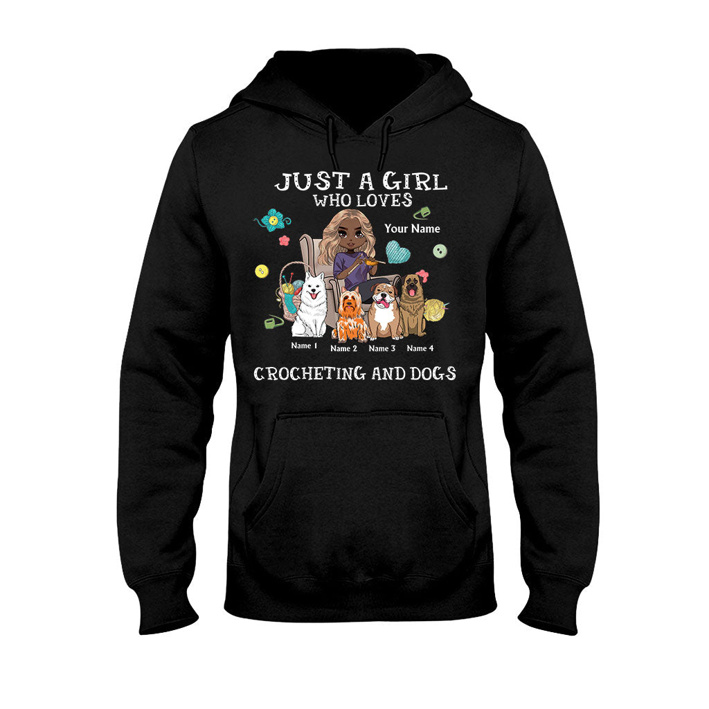 Une fille qui aime le crochet et les chiens - T-shirt et sweat à capuche personnalisés