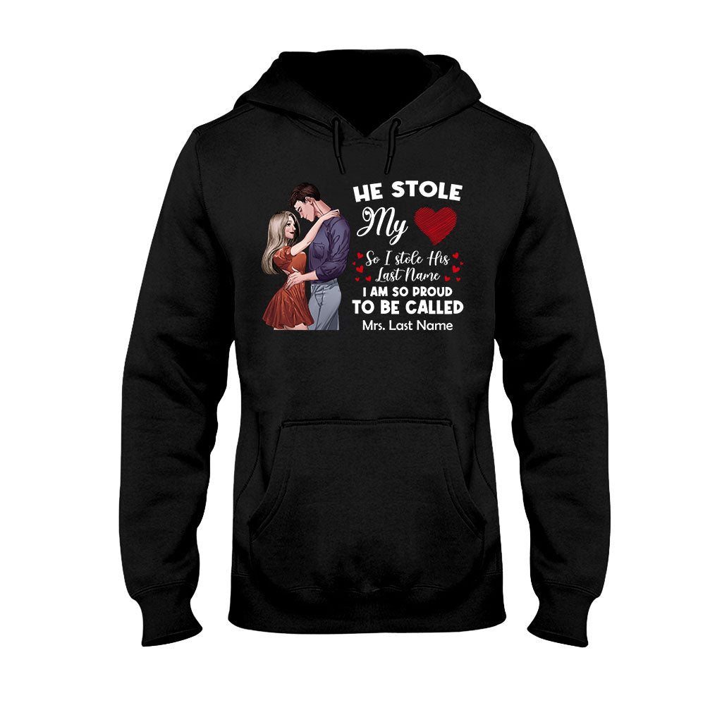 Il a volé mon cœur, j'ai volé son nom de famille - T-shirt et sweat à capuche personnalisés pour couples