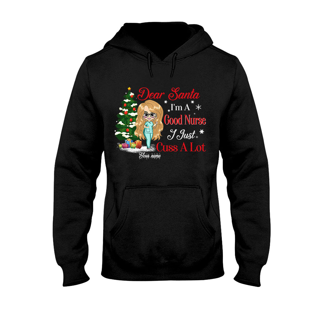 Cher Père Noël, je suis une bonne infirmière - T-shirt et sweat à capuche de Noël personnalisés pour infirmières