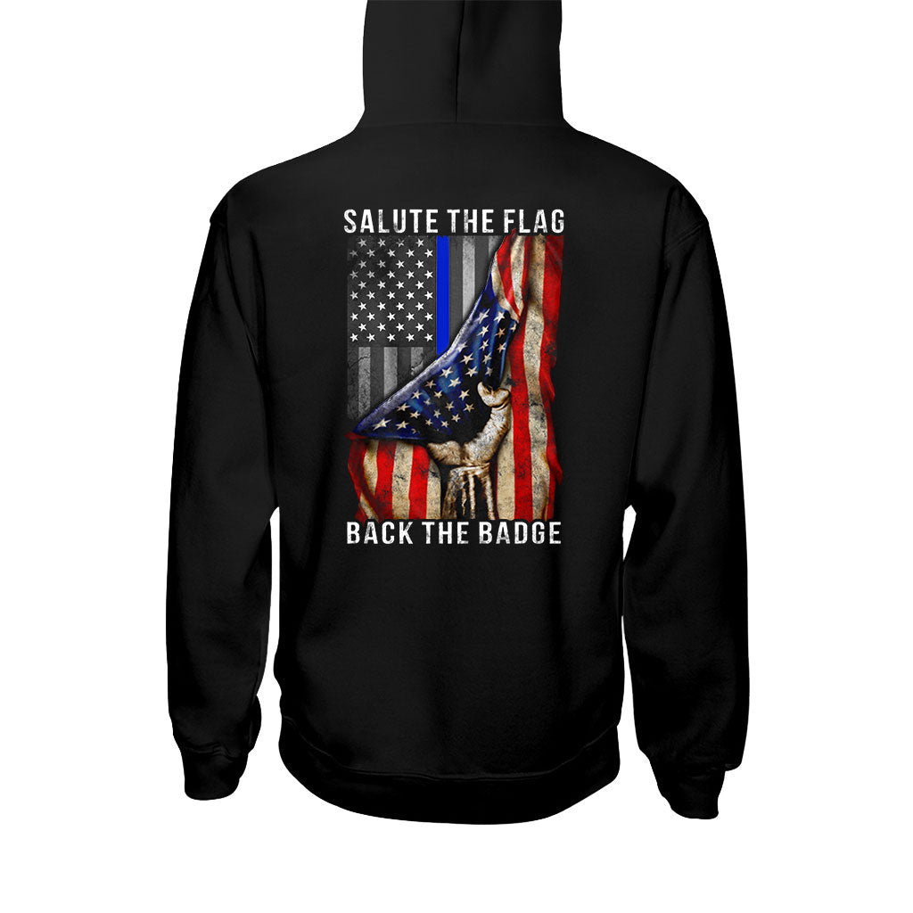 Salut au drapeau - T-shirt et sweat à capuche pour policier 0621