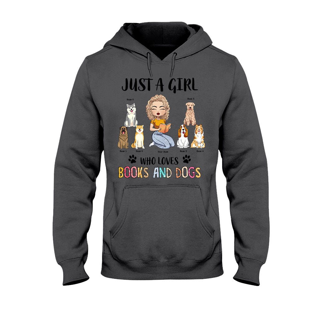 Juste une fille qui aime les livres et les chiens - T-shirt et sweat à capuche personnalisés avec des livres