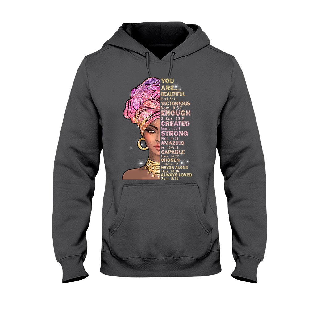 Tu es magnifique - T-shirt et sweat à capuche afro-américains avec imprimé à paillettes imitation 1121