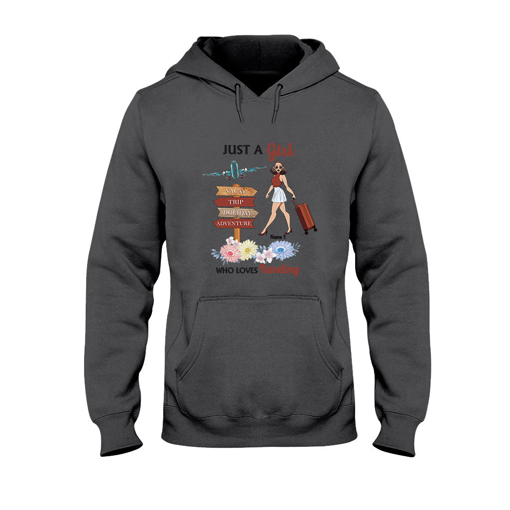 Juste une fille qui aime voyager - T-shirt et sweat à capuche personnalisés