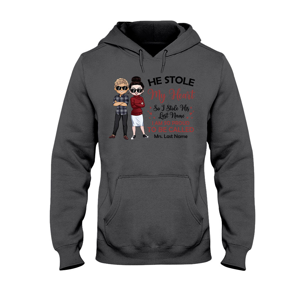 Il a volé mon cœur, j'ai volé son nom de famille - T-shirt et sweat à capuche personnalisés pour couples