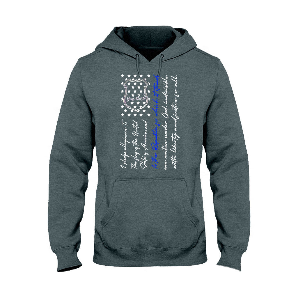 Insigne de police et serment d'allégeance - T-shirt et sweat à capuche personnalisés pour la fête de l'Indépendance