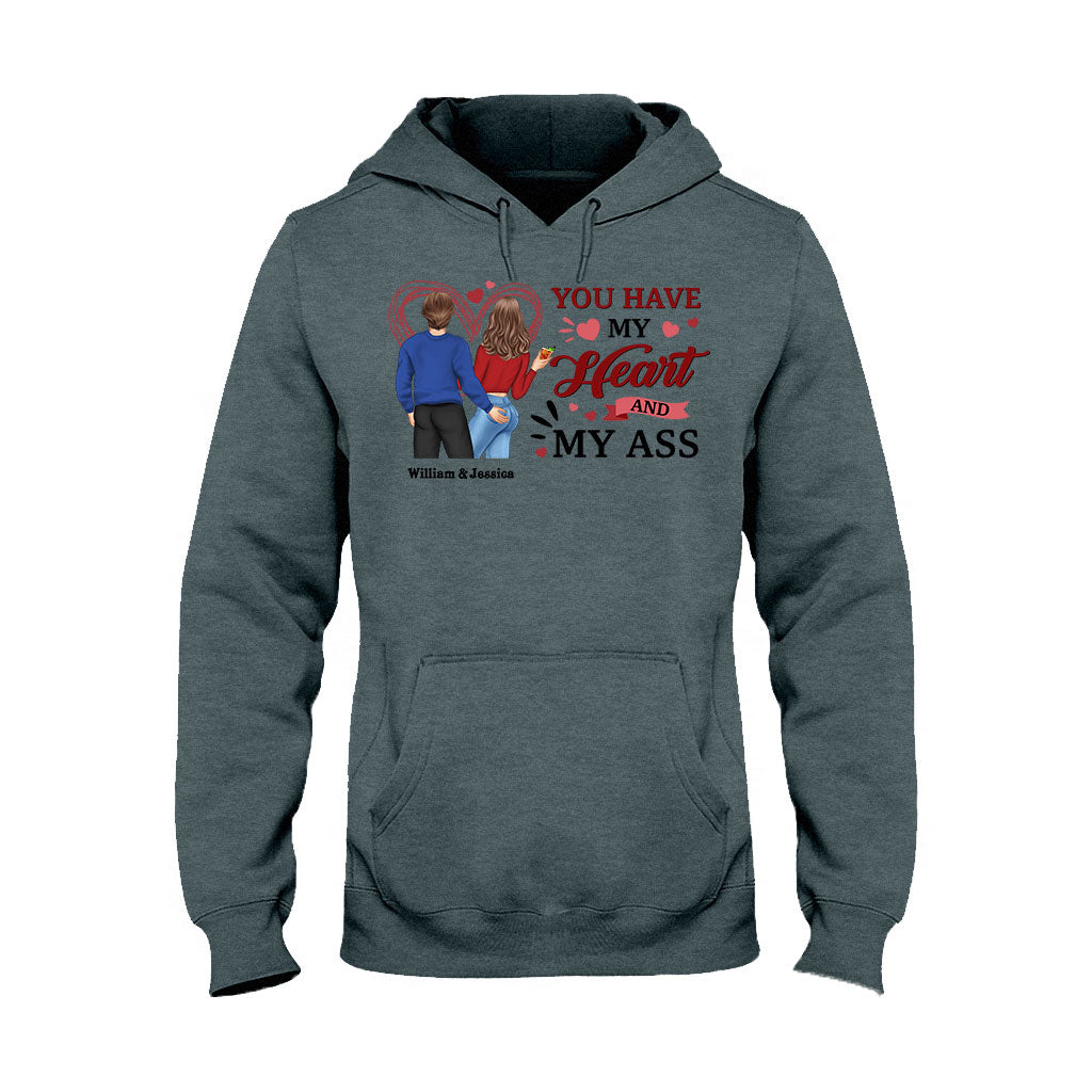 Tu as mon cœur et mes fesses - T-shirt et sweat à capuche personnalisés pour couples