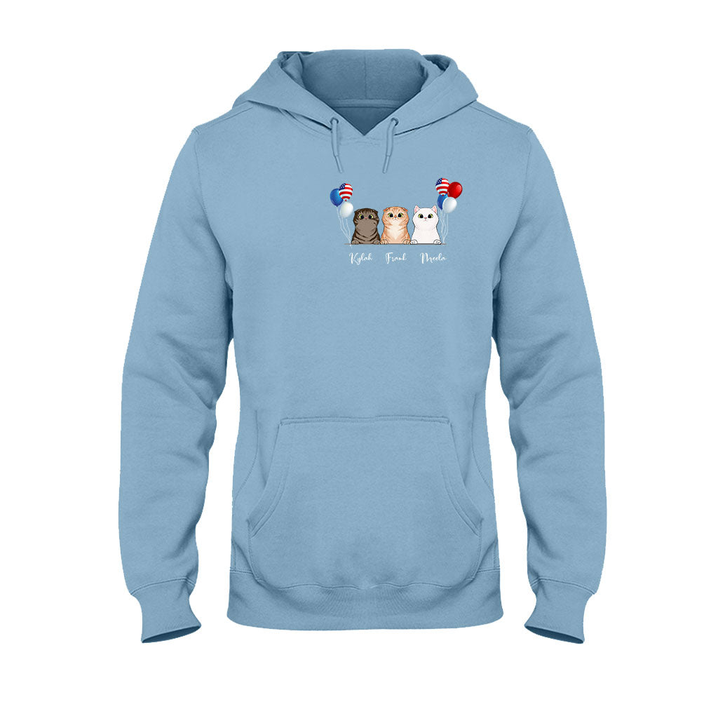 La vie est plus belle avec des chats - T-shirt et sweat à capuche personnalisés pour la fête de l'Indépendance
