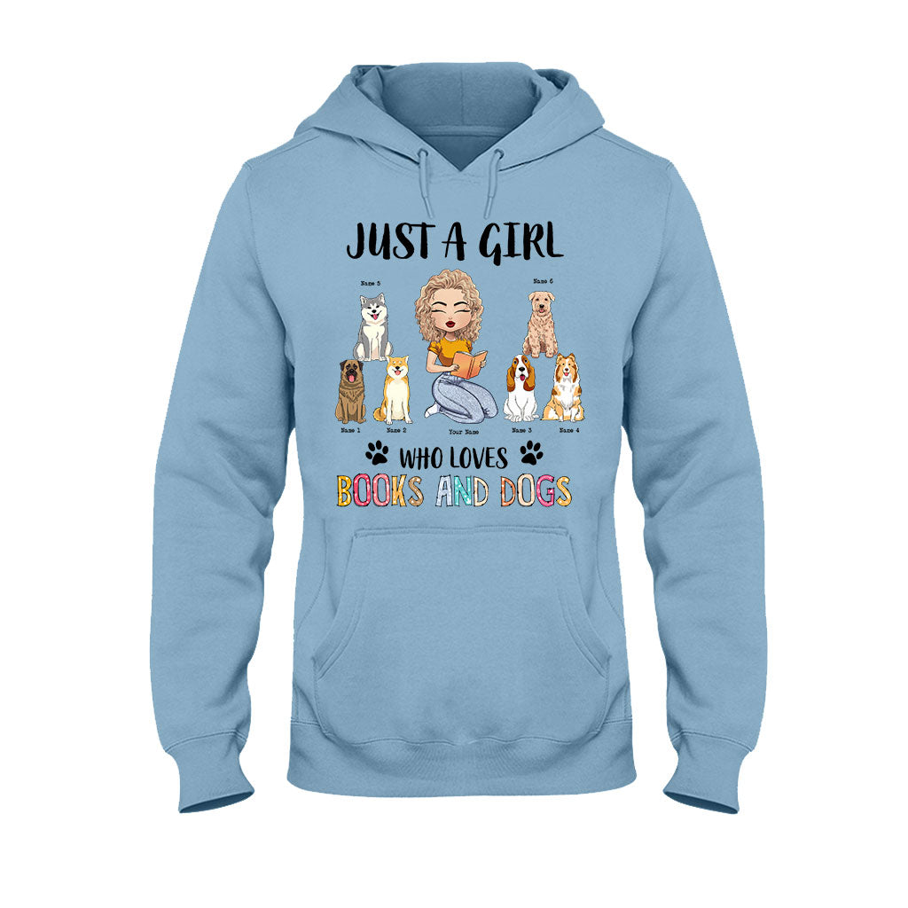 Juste une fille qui aime les livres et les chiens - T-shirt et sweat à capuche personnalisés avec des livres