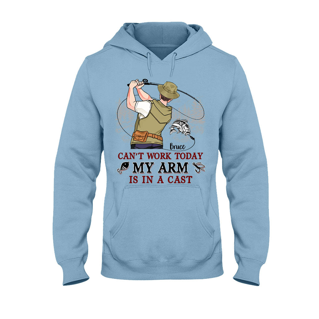 Je ne peux pas travailler aujourd'hui, j'ai le bras plâtré - T-shirt et sweat à capuche de pêche personnalisés