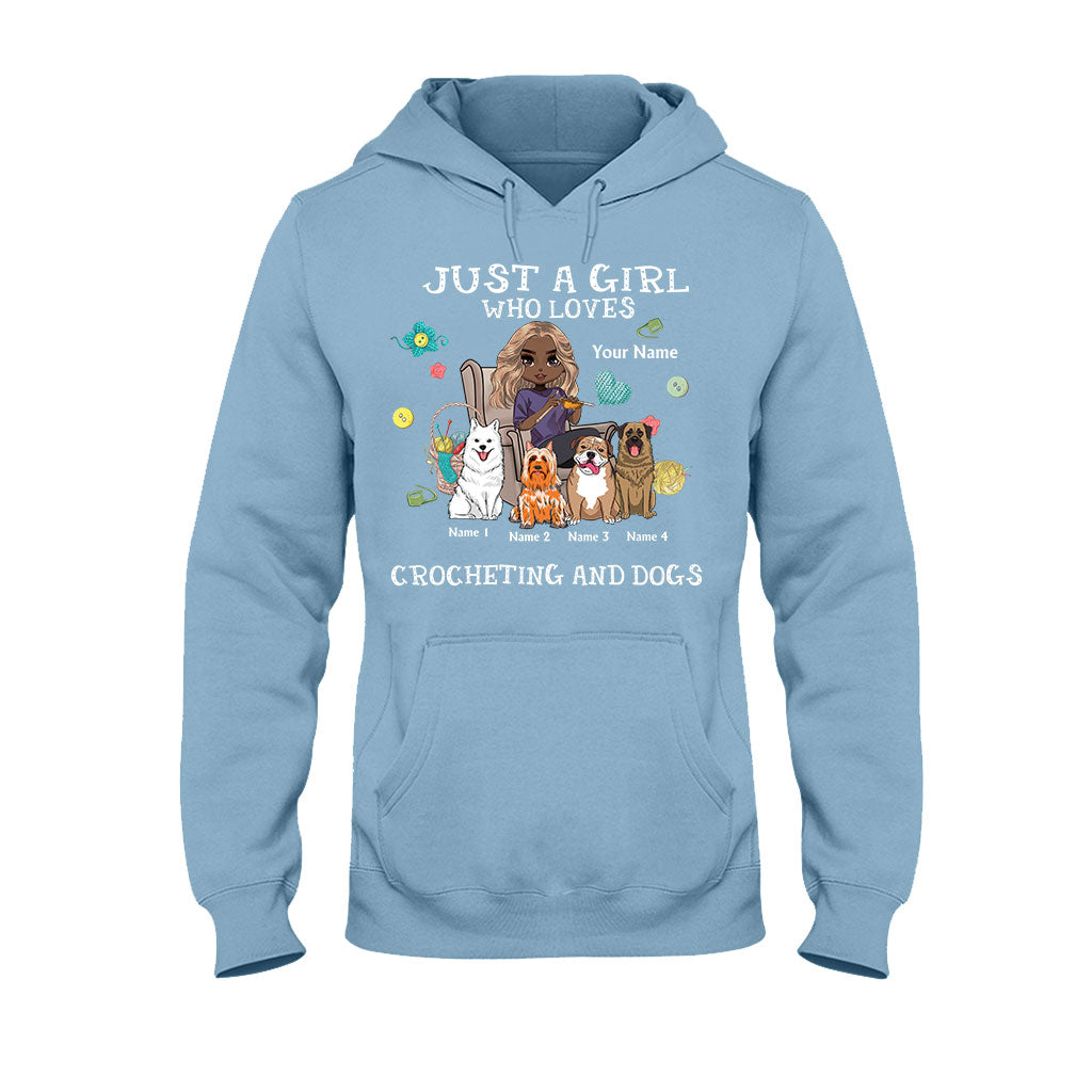 Une fille qui aime le crochet et les chiens - T-shirt et sweat à capuche personnalisés