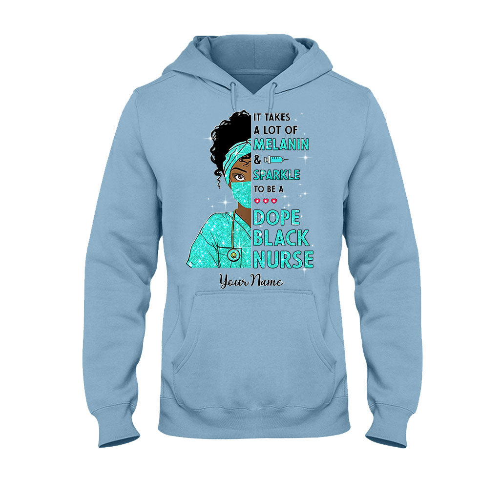 Il faut beaucoup de mélanine et d'éclat - T-shirt et sweat à capuche personnalisés pour infirmière avec imprimé à faux paillettes