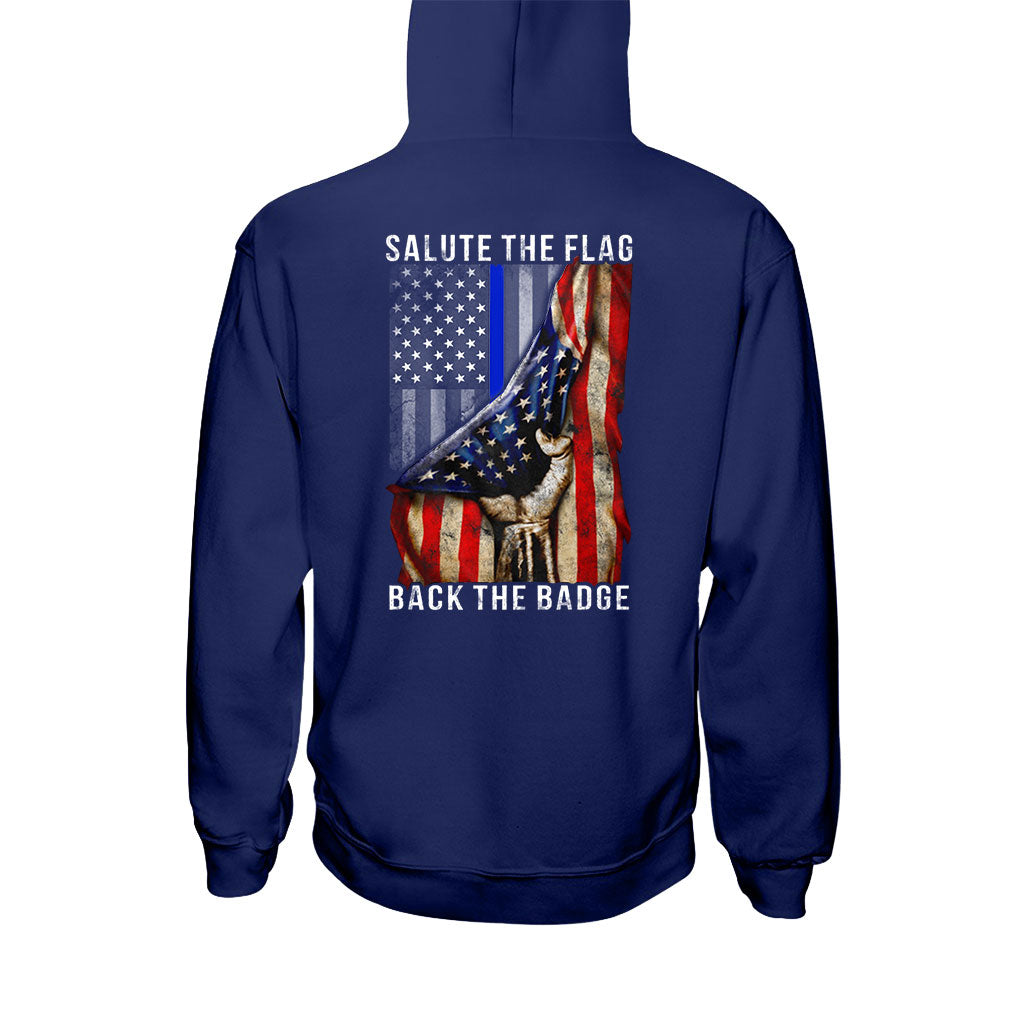 Salut au drapeau - T-shirt et sweat à capuche pour policier 0621