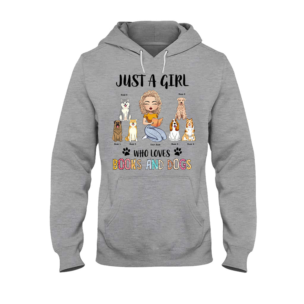 Juste une fille qui aime les livres et les chiens - T-shirt et sweat à capuche personnalisés avec des livres