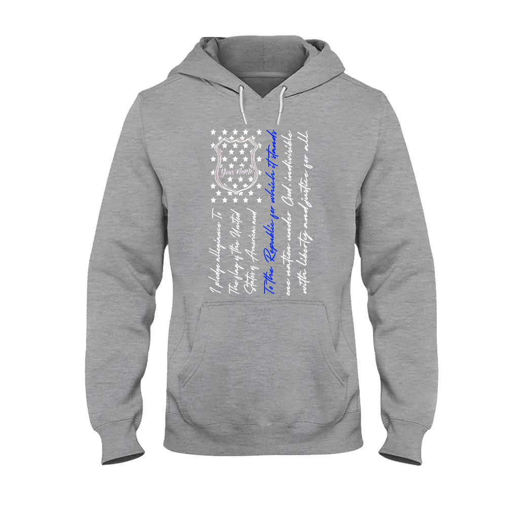 Insigne de police et serment d'allégeance - T-shirt et sweat à capuche personnalisés pour la fête de l'Indépendance