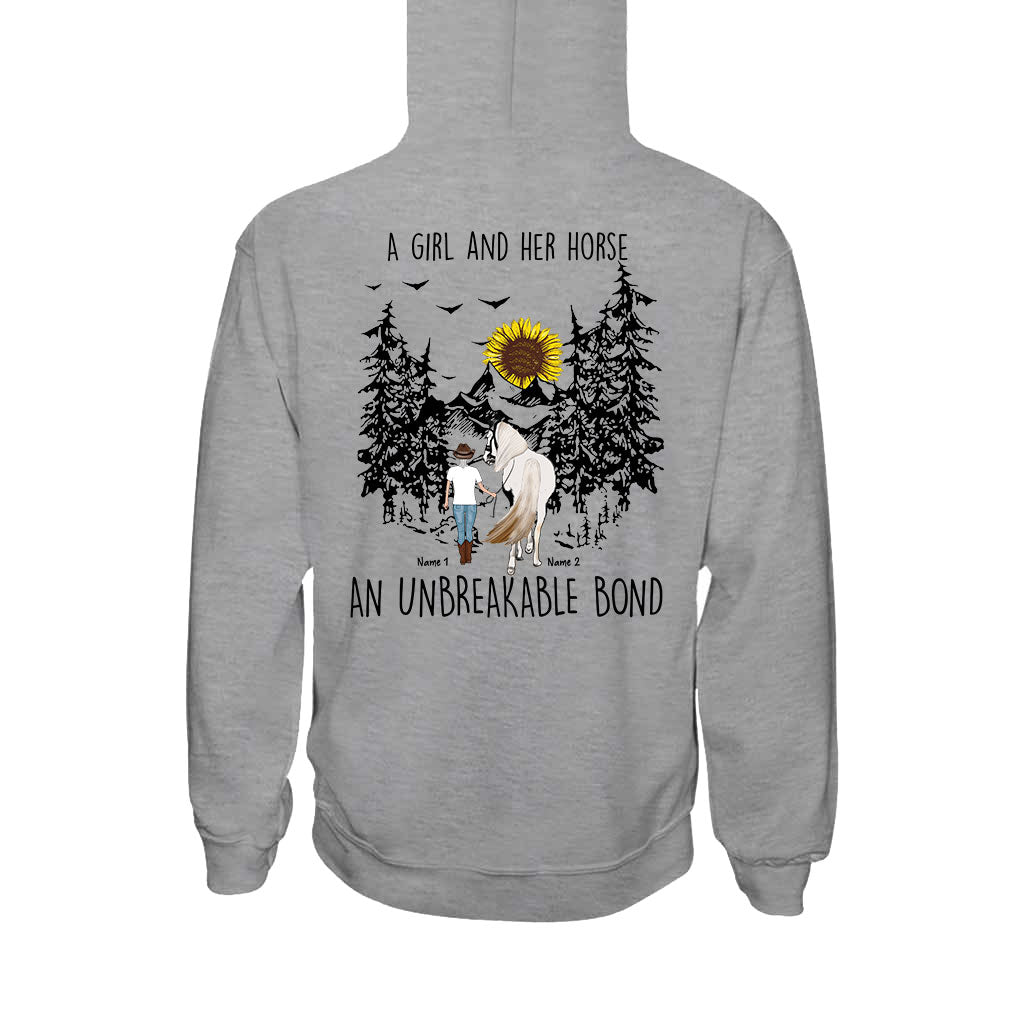 Une fille et son cheval - T-shirt et sweat à capuche personnalisés avec motif cheval