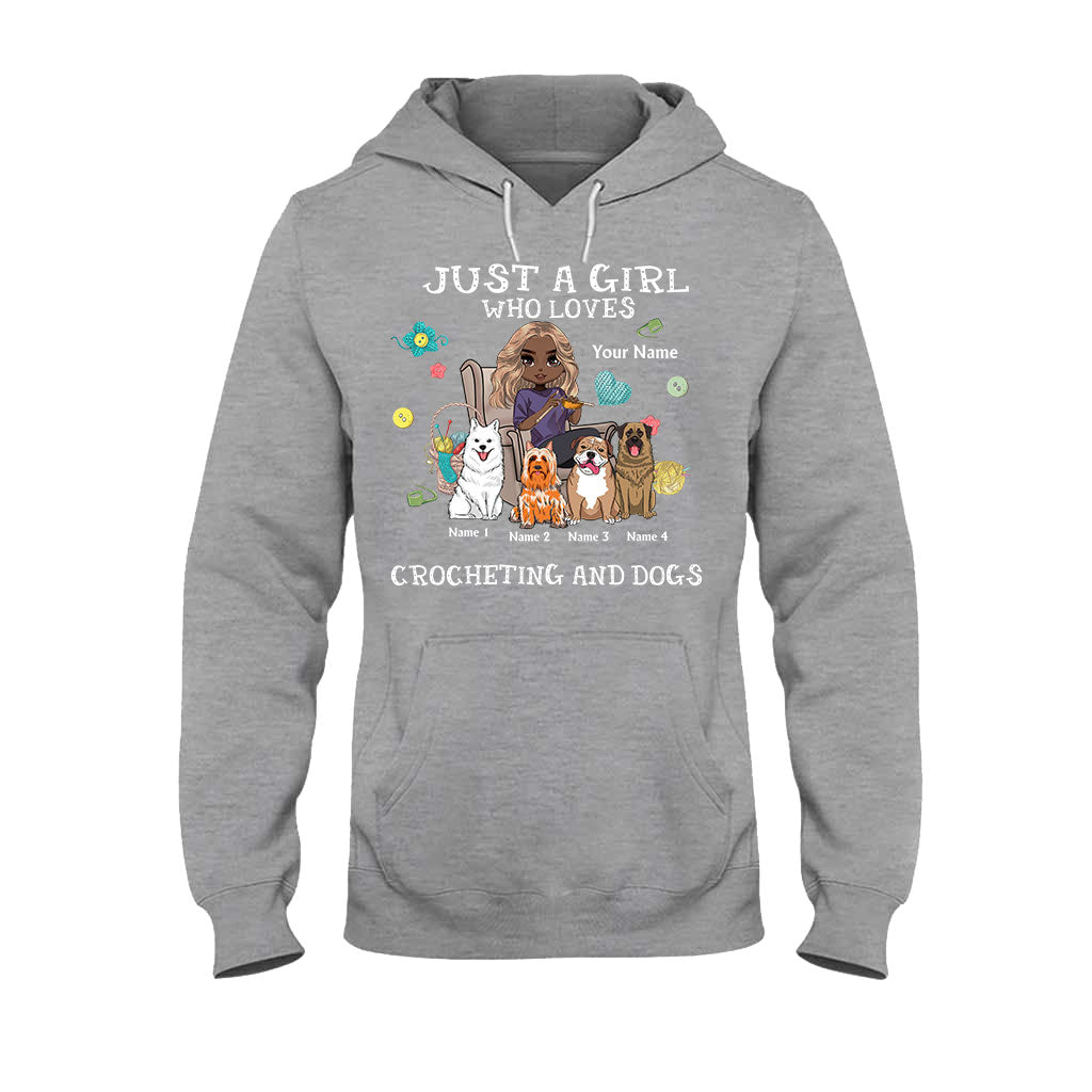 Une fille qui aime le crochet et les chiens - T-shirt et sweat à capuche personnalisés
