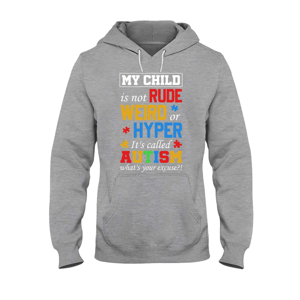 T-shirt et sweat à capuche « Mon enfant n'est ni impoli, ni bizarre, ni hyper classique » pour la sensibilisation à l'autisme 112021