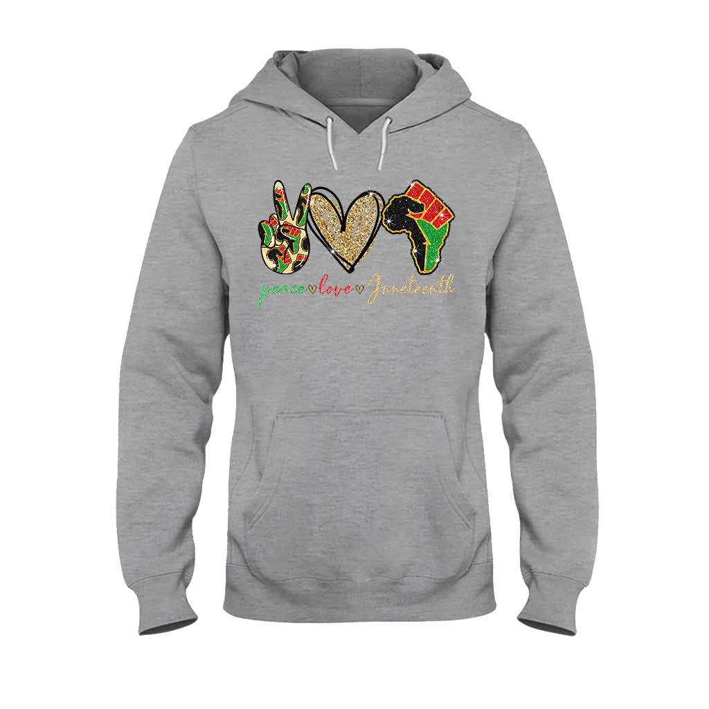 Juneteenth - African American T-shirt and Hoodie With Faux Glitter Print 1121