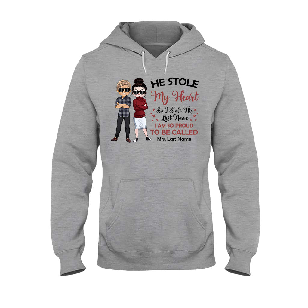 Il a volé mon cœur, j'ai volé son nom de famille - T-shirt et sweat à capuche personnalisés pour couples