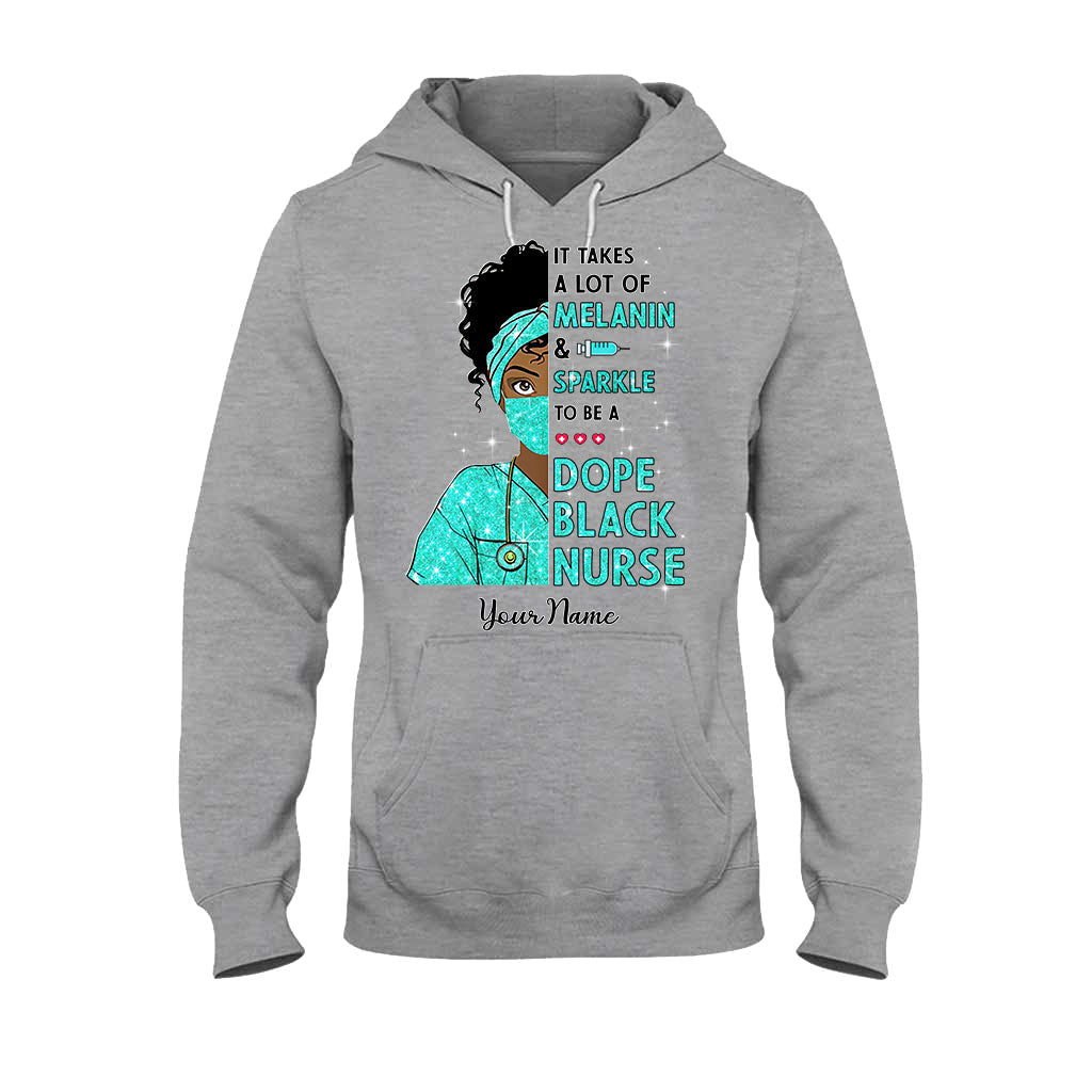 Il faut beaucoup de mélanine et d'éclat - T-shirt et sweat à capuche personnalisés pour infirmière avec imprimé à faux paillettes