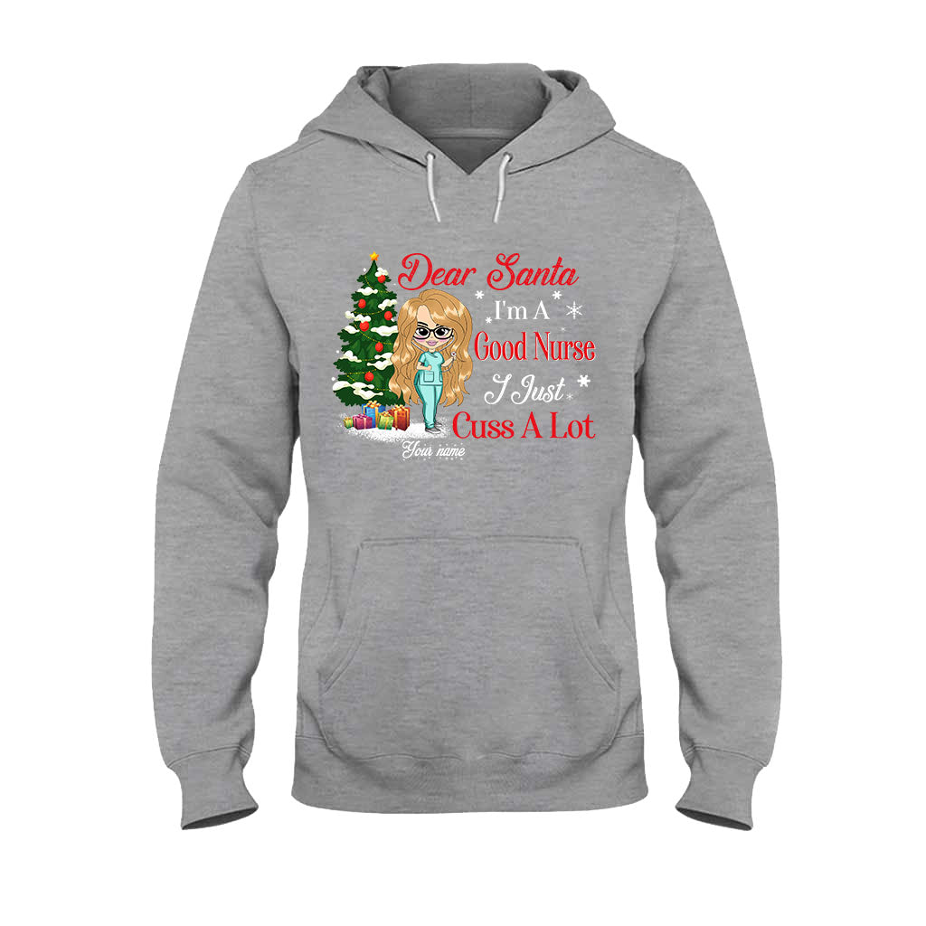 Cher Père Noël, je suis une bonne infirmière - T-shirt et sweat à capuche de Noël personnalisés pour infirmières