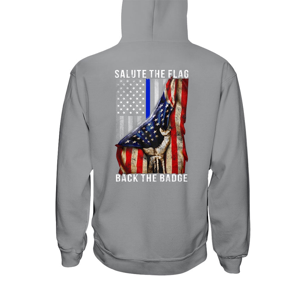 Salut au drapeau - T-shirt et sweat à capuche pour policier 0621