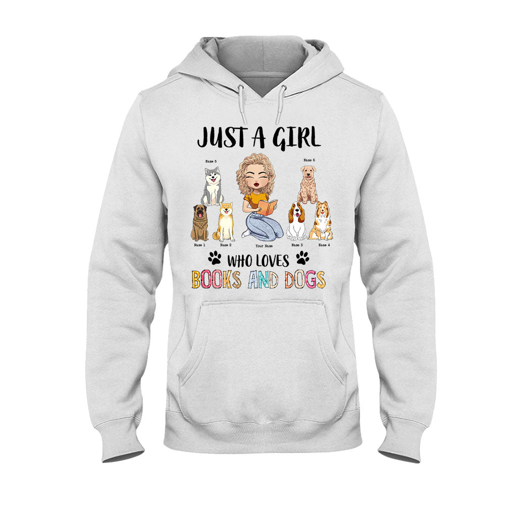 Juste une fille qui aime les livres et les chiens - T-shirt et sweat à capuche personnalisés avec des livres