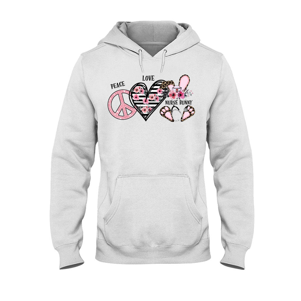 T-shirt et sweat à capuche personnalisés « Paix, Amour et Infirmière Lapin »