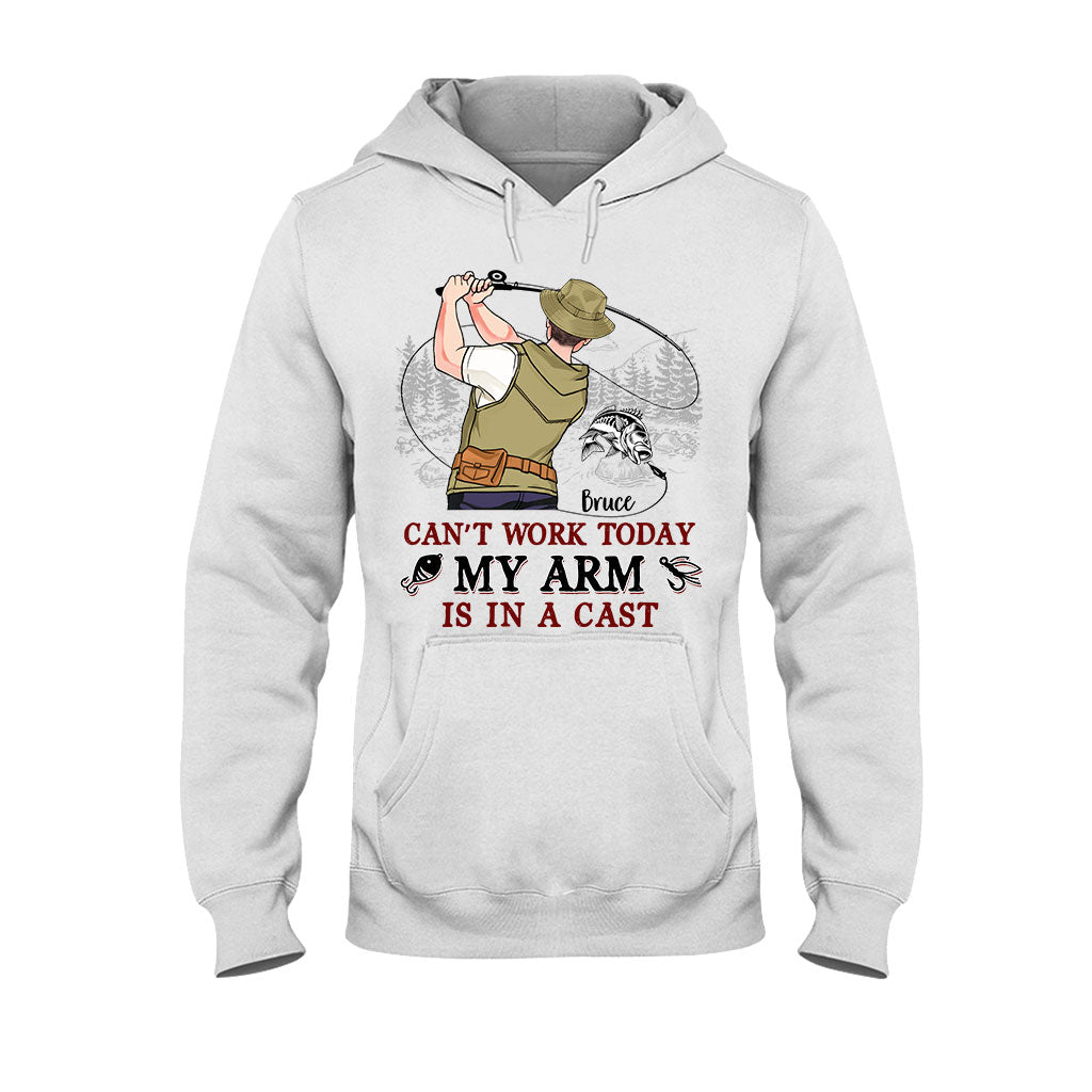 Je ne peux pas travailler aujourd'hui, j'ai le bras plâtré - T-shirt et sweat à capuche de pêche personnalisés