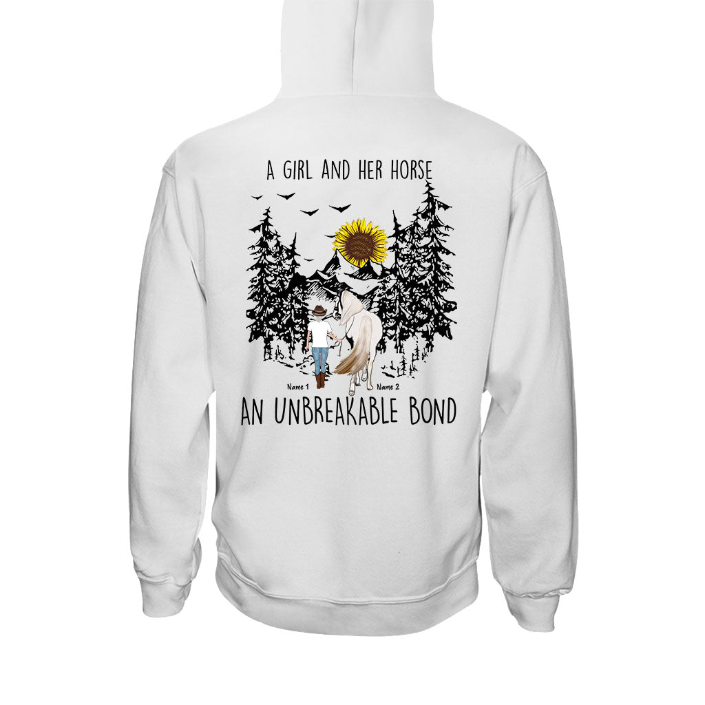 Une fille et son cheval - T-shirt et sweat à capuche personnalisés avec motif cheval