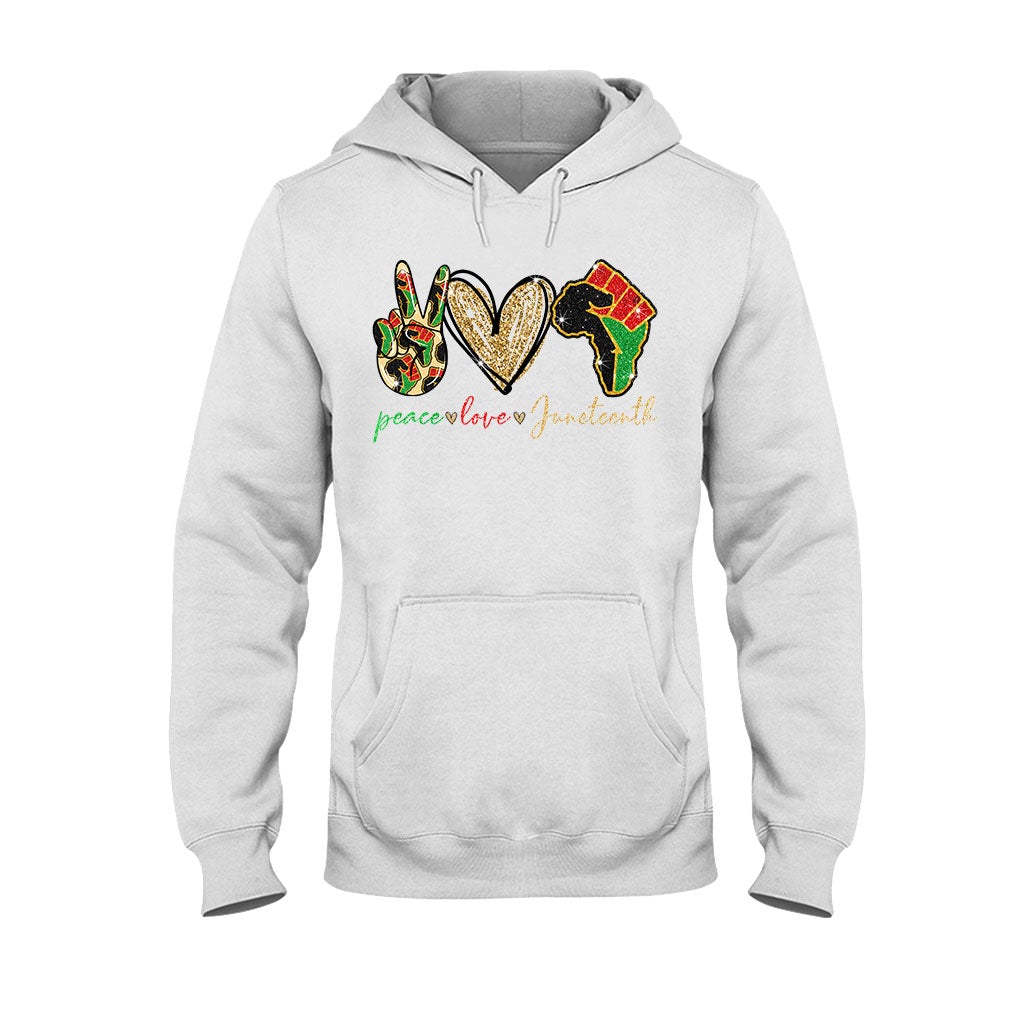 Juneteenth - African American T-shirt and Hoodie With Faux Glitter Print 1121